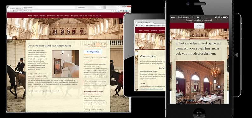 website van levenpaardenmuseum.nl, de hollandsche manage gemaakt door othersites webdesign amsterdam