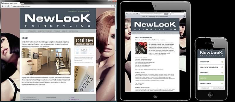 website van Newlook Hairstyling gemaakt door webdesignbureau Amsterdam othersites